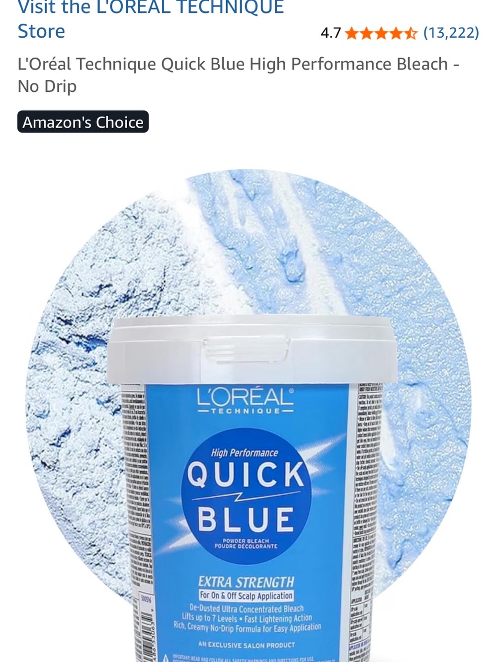 BRAND NEW - L'Oréal Technique Quick Blue Extra Strength Bleach - Blue